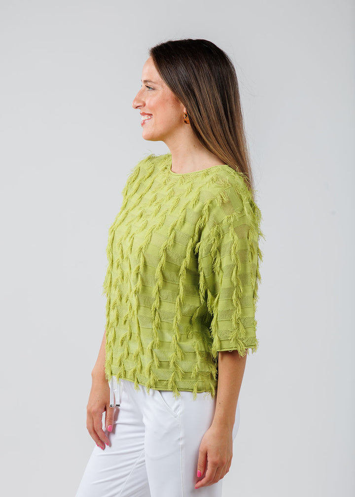 OUI Pea Green Pullover Sweater available at Barbara Katz