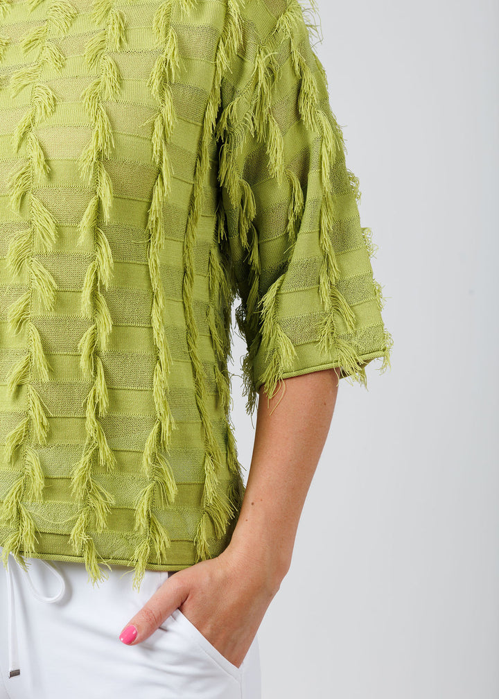OUI Pea Green Pullover available at Barbara Katz