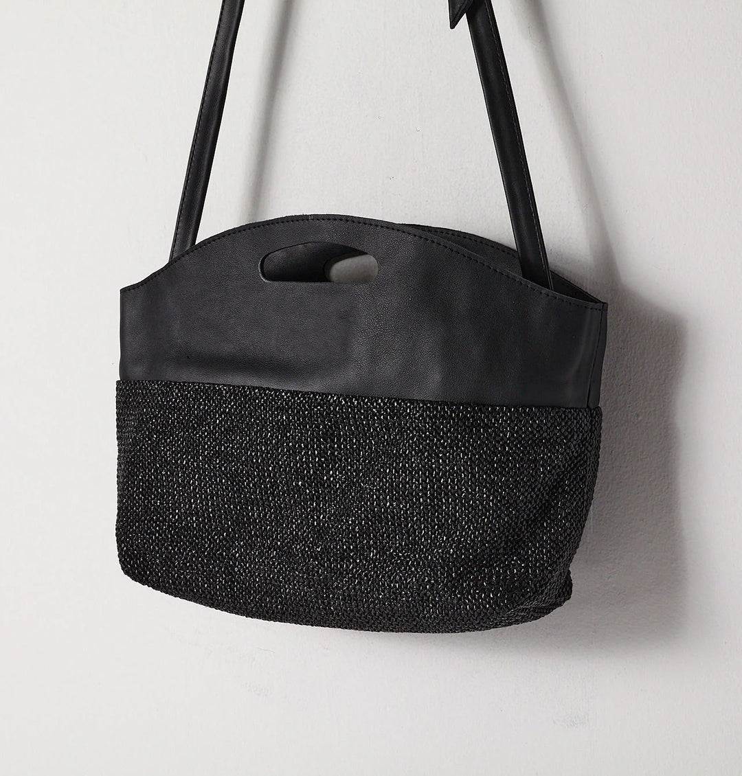 Daniella Lehavi Ocean Maxi Clutch in Black Straw available at Barbara Katz