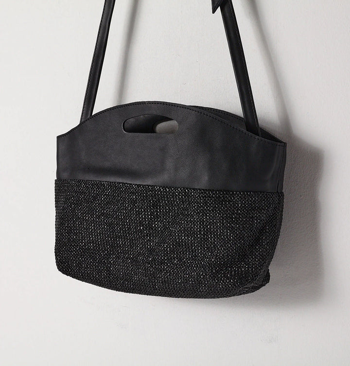 Daniella Lehavi Ocean Maxi Clutch in Black Straw available at Barbara Katz