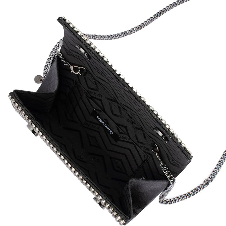 Olga Berg Mariana Crystal Clutch Bag in Black available at Barbara Katz