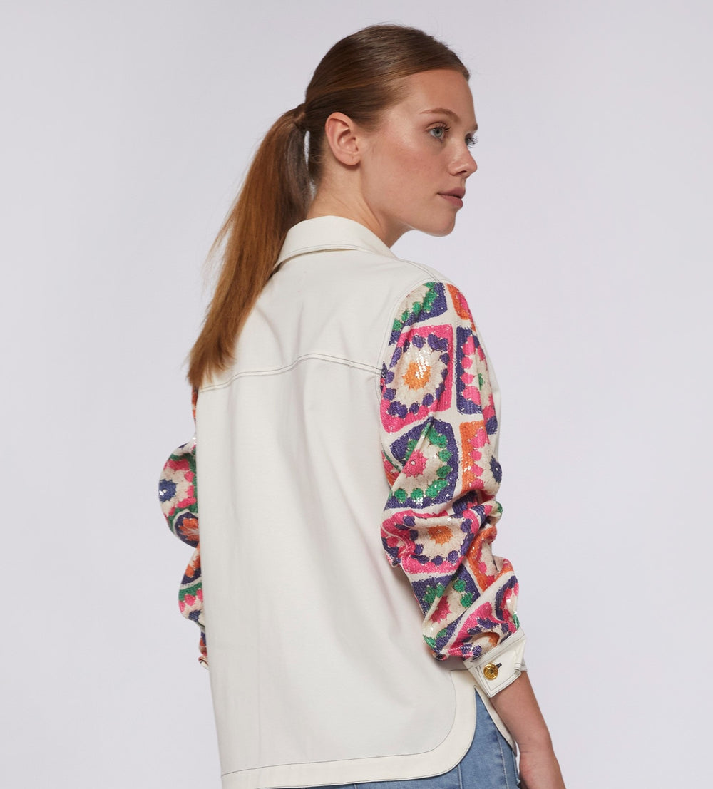 Vilagallo Olivia Crochet Sequin Jacket
