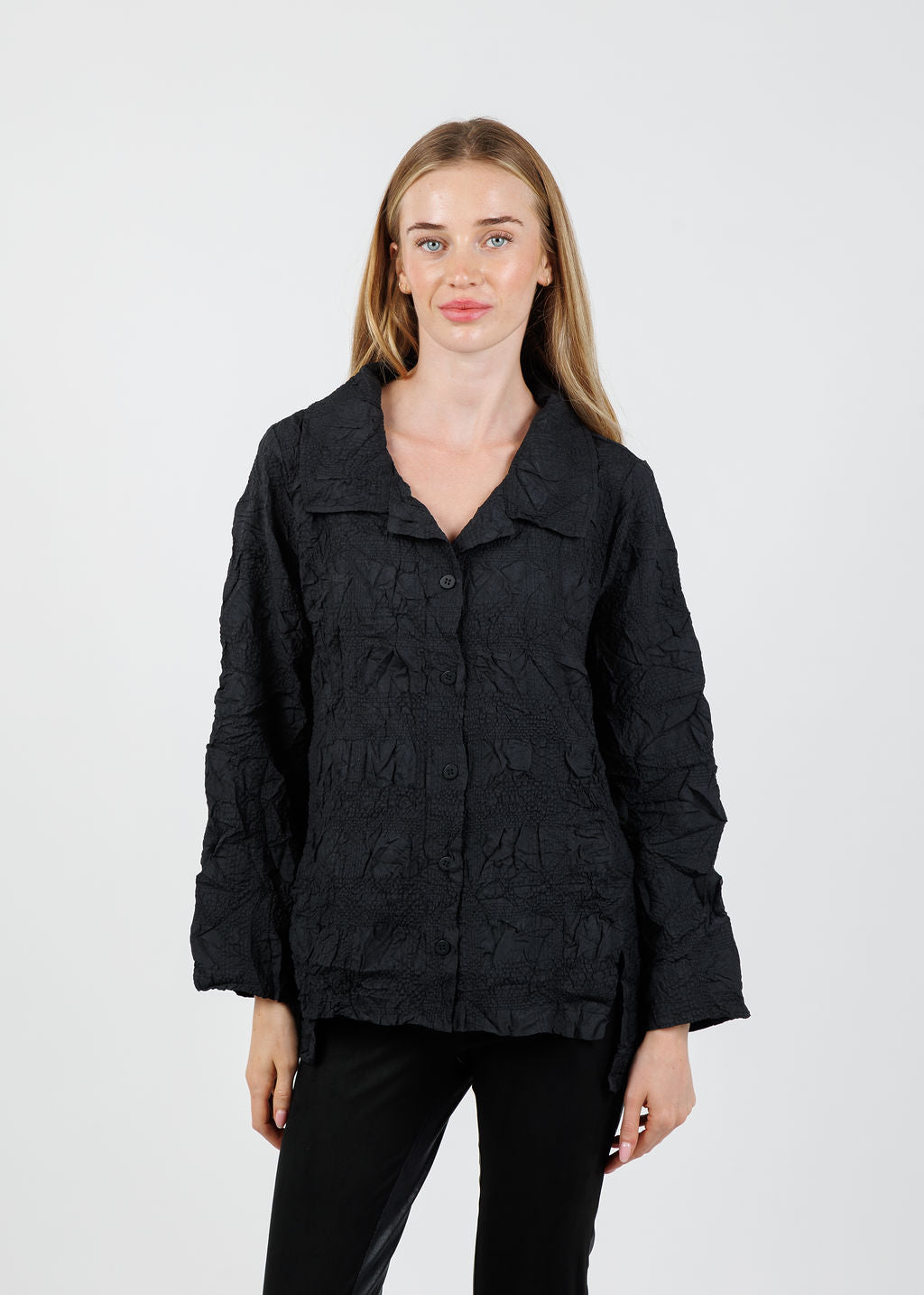 Olivia by Habitat Barcelona Button Down Shirt in Black available at Barbara Katz