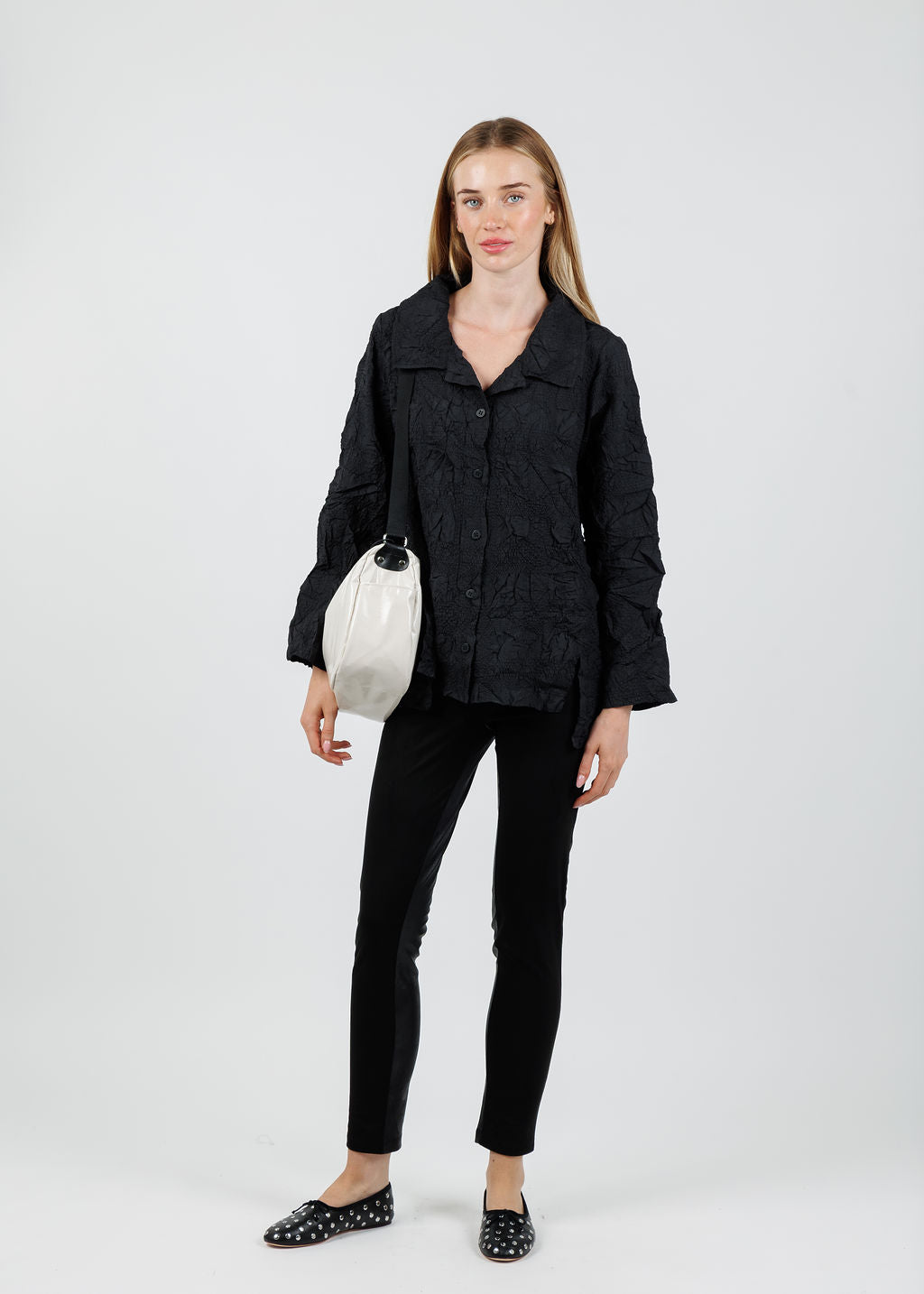 Olivia by Habitat Barcelona Button Down Shirt in Black available at Barbara Katz
