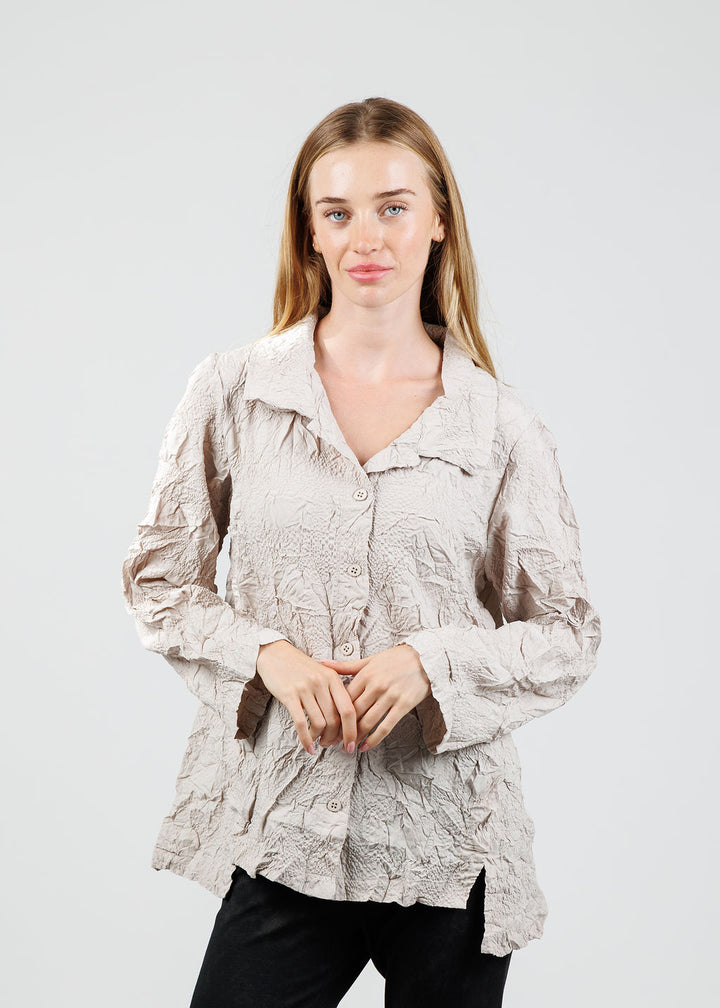 Olivia by Habitat Barcelona Button Down Shirt in Cloud available at Barbara Katz