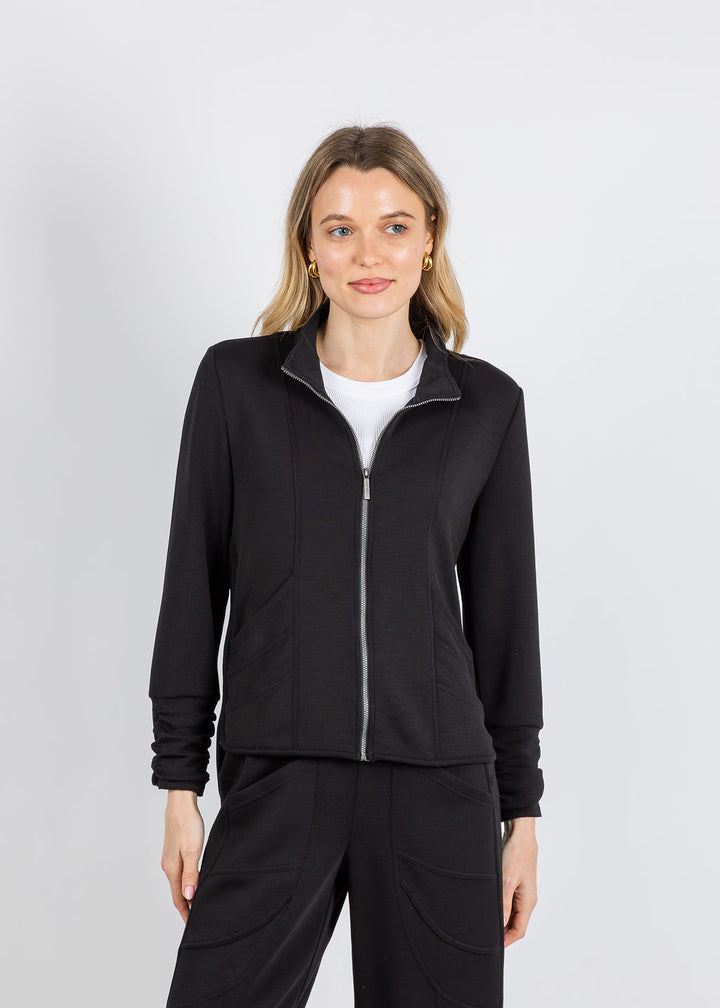 Olivia by Habitat Border Stitch Jacket in Black available at Barbara Katz