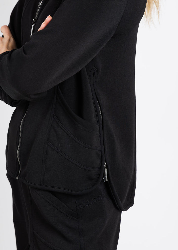 Olivia by Habitat Border Stitch Jacket in Black available at Barbara Katz