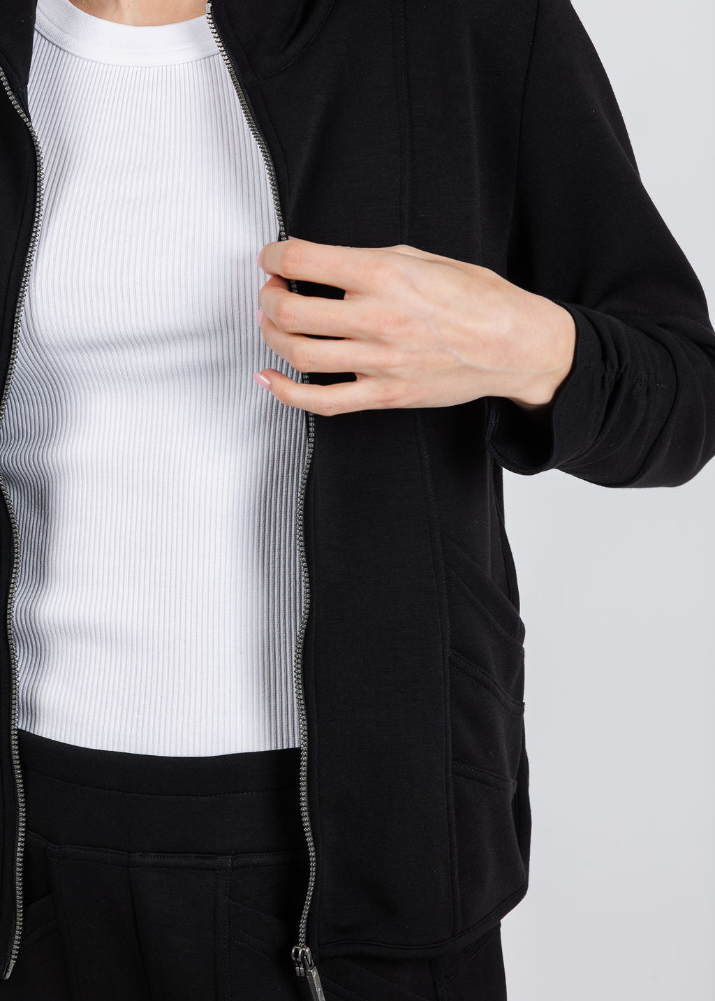 Olivia by Habitat Border Stitch Jacket in Black available at Barbara Katz