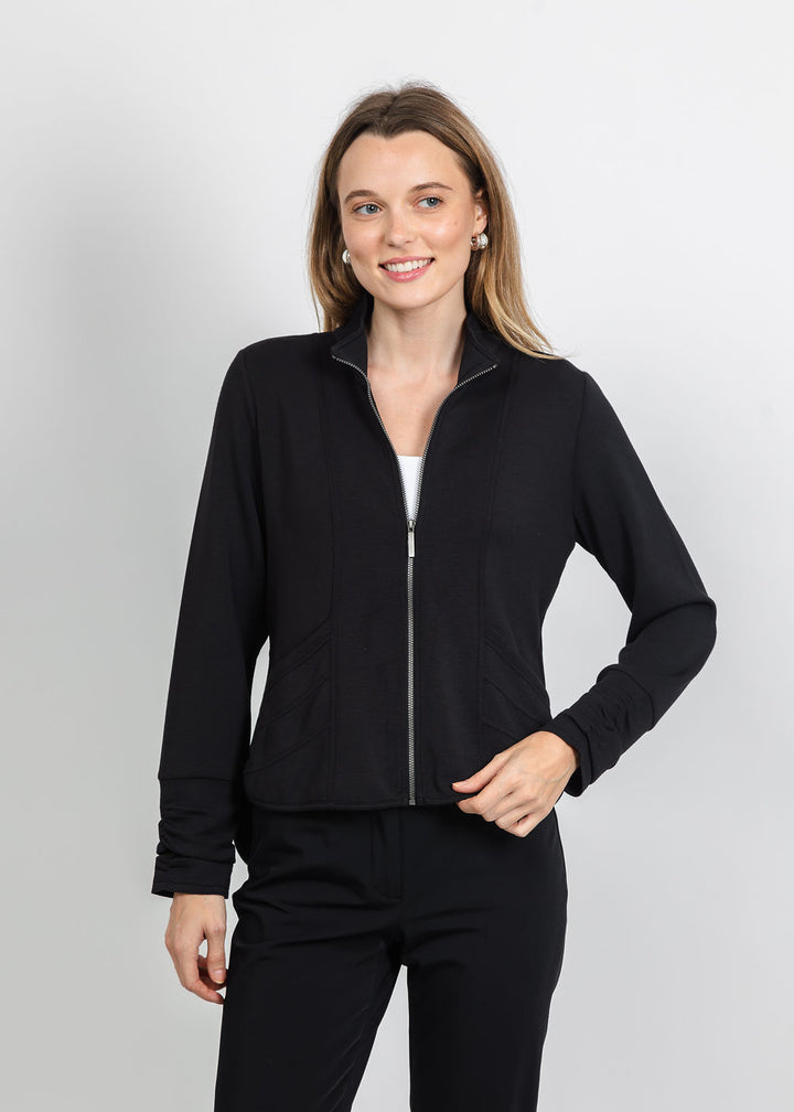 Olivia by Habitat Border Stitch Jacket in Black available at Barbara Katz
