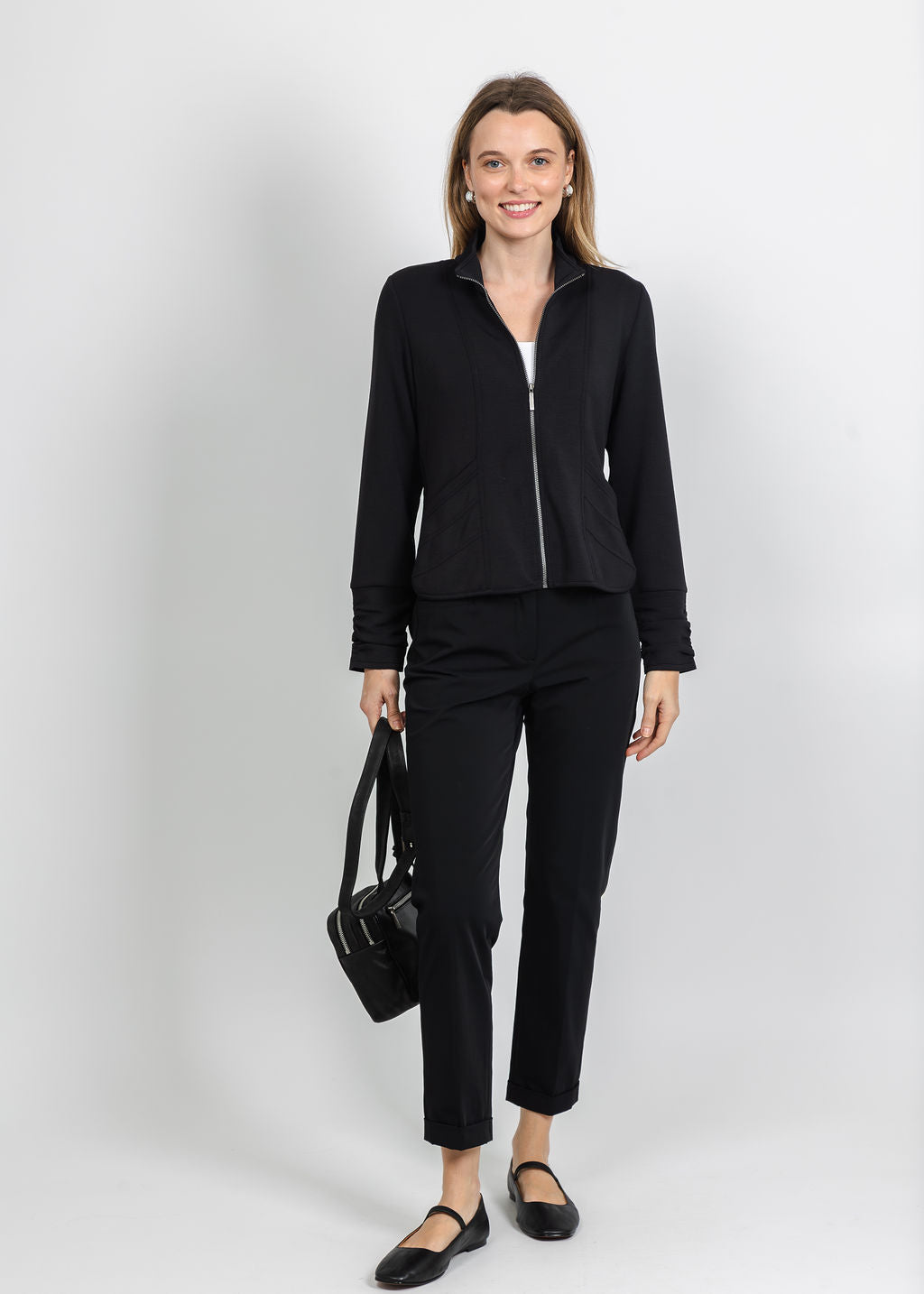 Olivia by Habitat Border Stitch Jacket in Black available at Barbara Katz