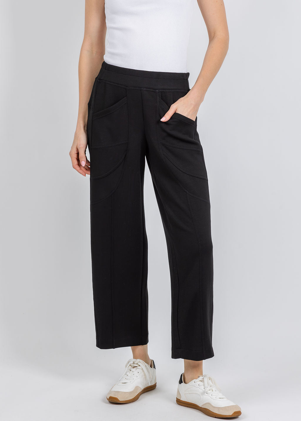 Olivia by Habitat Border Stitch Pants in Black available at Barbara Katz