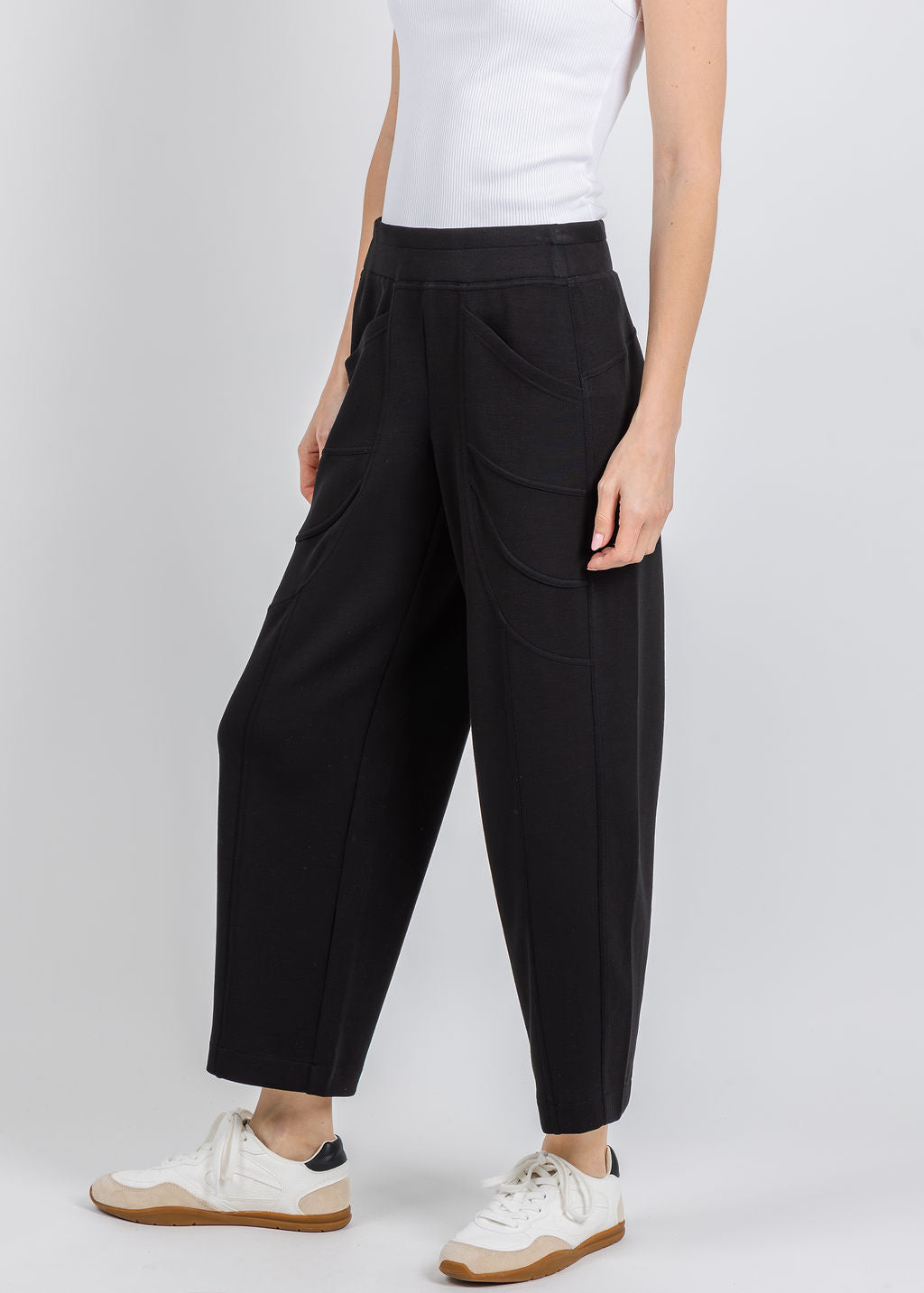 Olivia by Habitat Border Stitch Pants in Black available at Barbara Katz