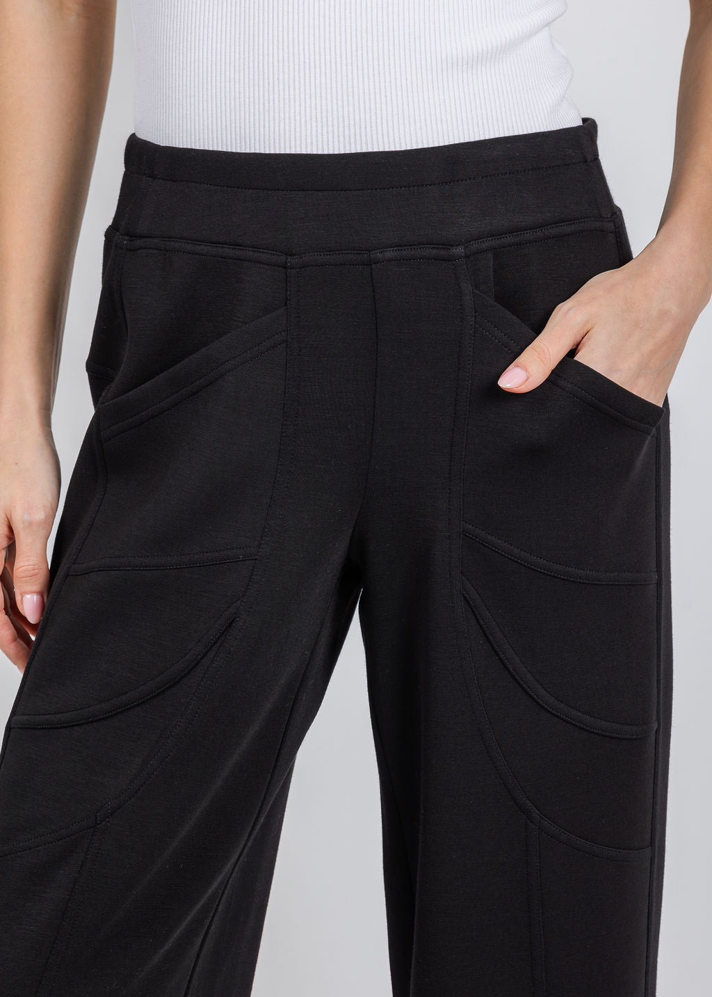Olivia by Habitat Border Stitch Pants in Black available at Barbara Katz