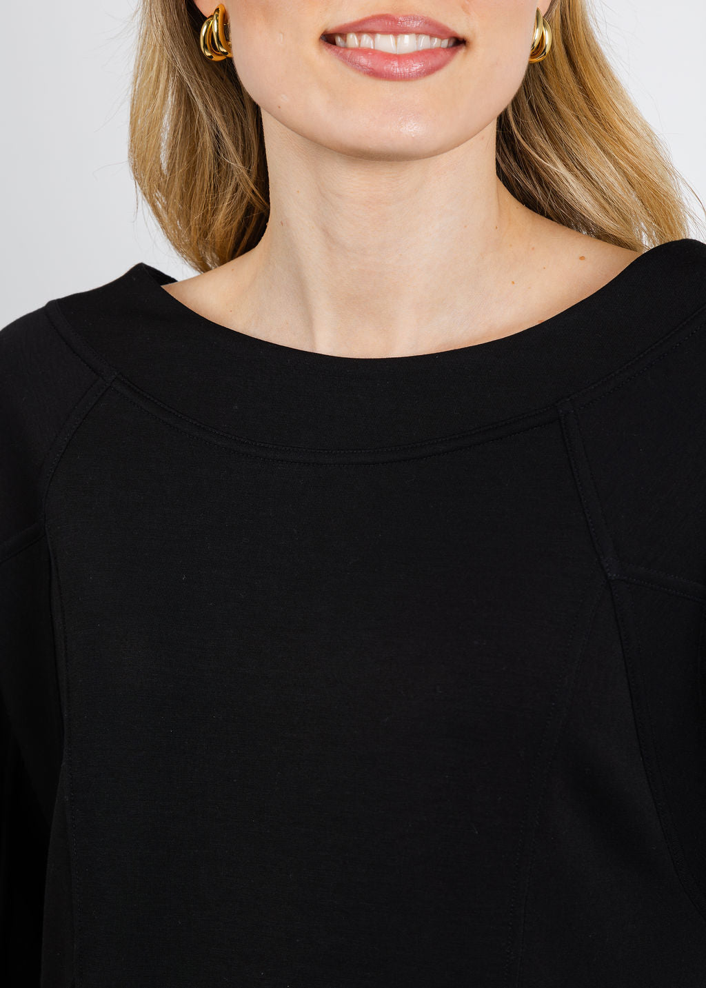 Olivia by Habitat Border Stitch Pullover Sweater in Black available at Barbara Katz