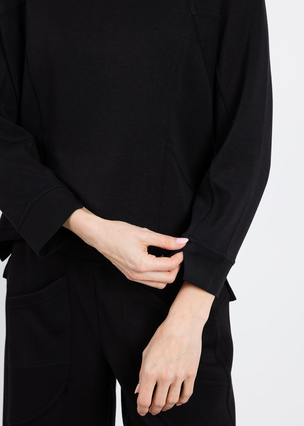 Olivia by Habitat Border Stitch Pullover Sweater in Black available at Barbara Katz