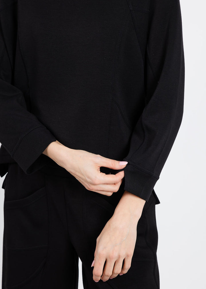 Olivia by Habitat Border Stitch Pullover Sweater in Black available at Barbara Katz