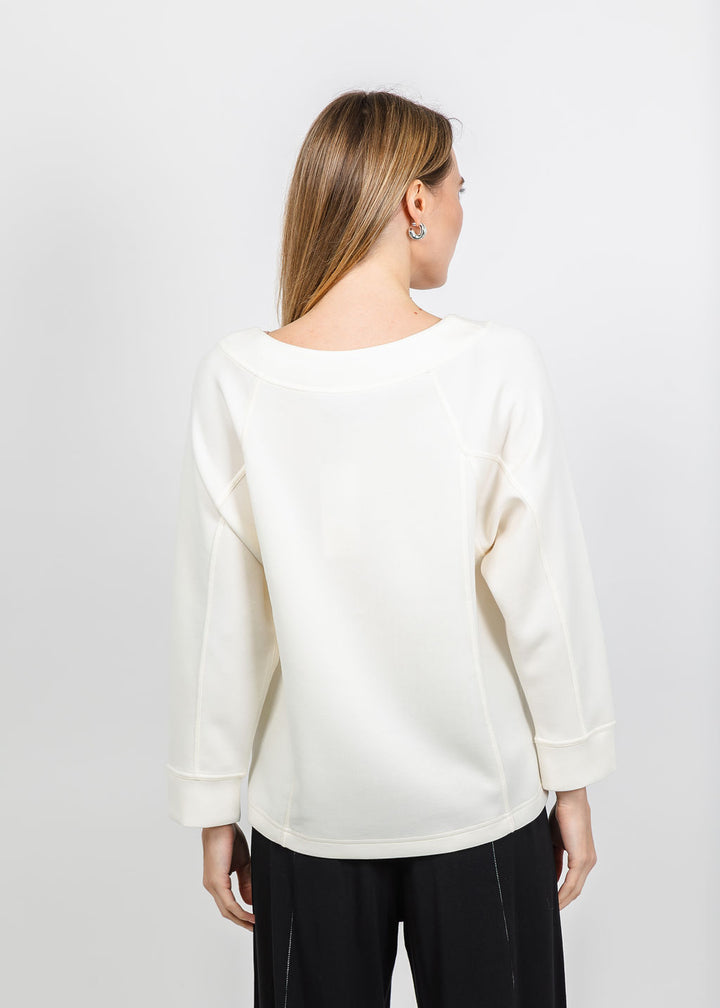 Olivia by Habitat Border Stitch Pullover Sweater in Ivory available at Barbara Katz