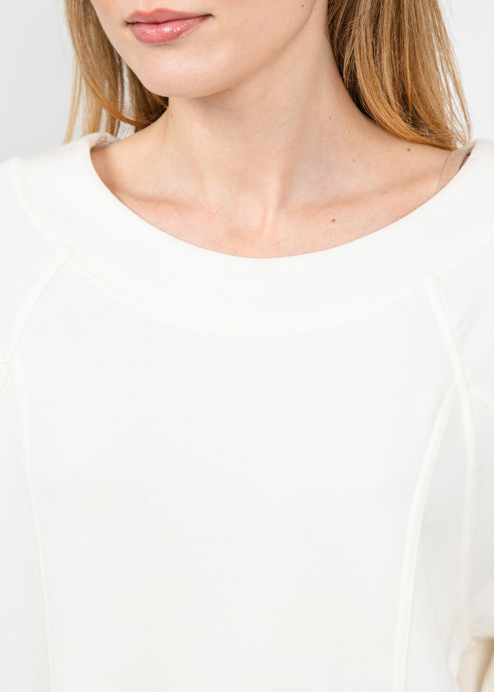 Olivia by Habitat Border Stitch Pullover Sweater in Ivory available at Barbara Katz