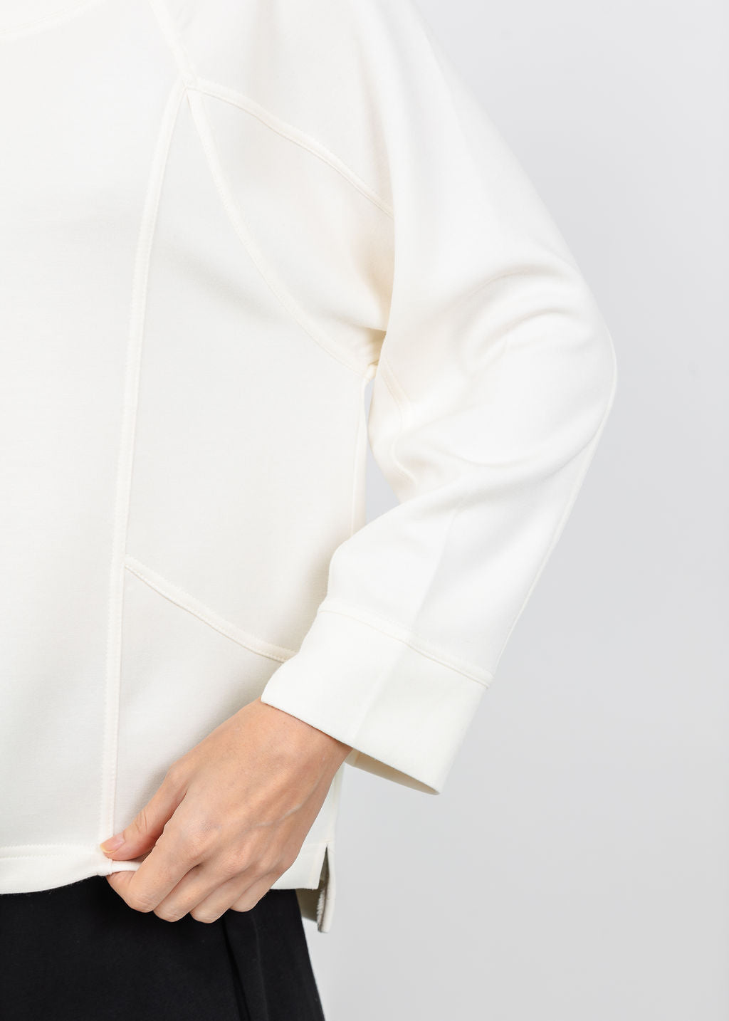 Olivia by Habitat Border Stitch Pullover Sweater in Ivory available at Barbara Katz