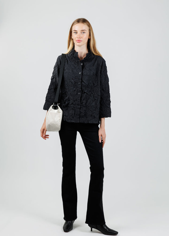 Olivia by Habitat Cinched Pocket Top in Black available at Barbara Katz