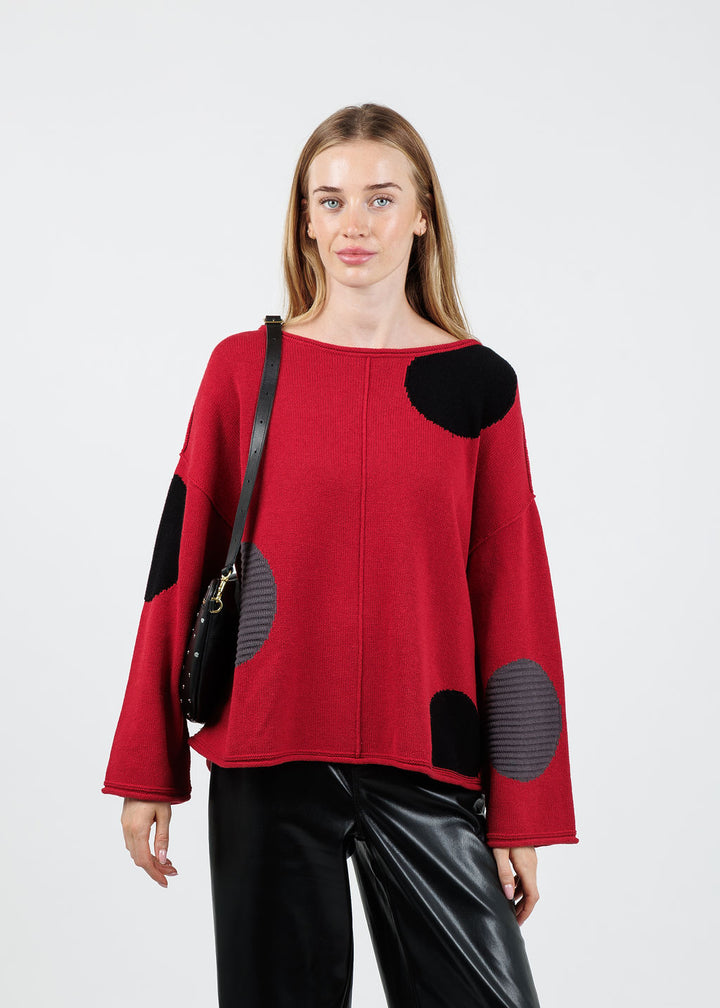 Olivia by Habitat Circle Back Pullover Sweater in Chili available at Barbara Katz