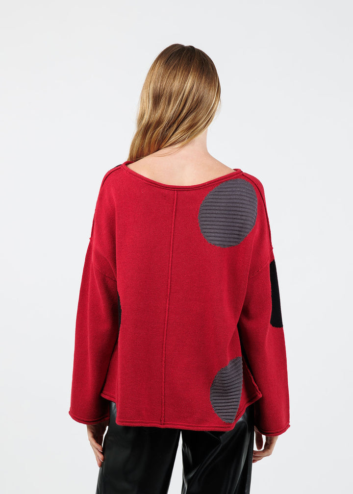 Olivia by Habitat Circle Back Pullover Sweater in Chili available at Barbara Katz