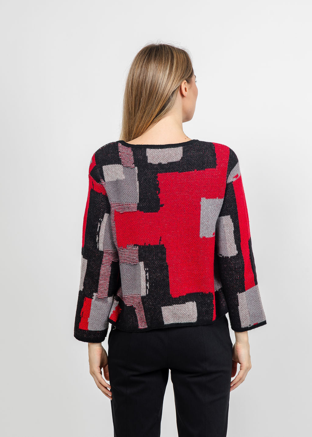 Olivia by Habitat Collage Sweater Swing Pullover Sweater in Black available at Barbara Katz