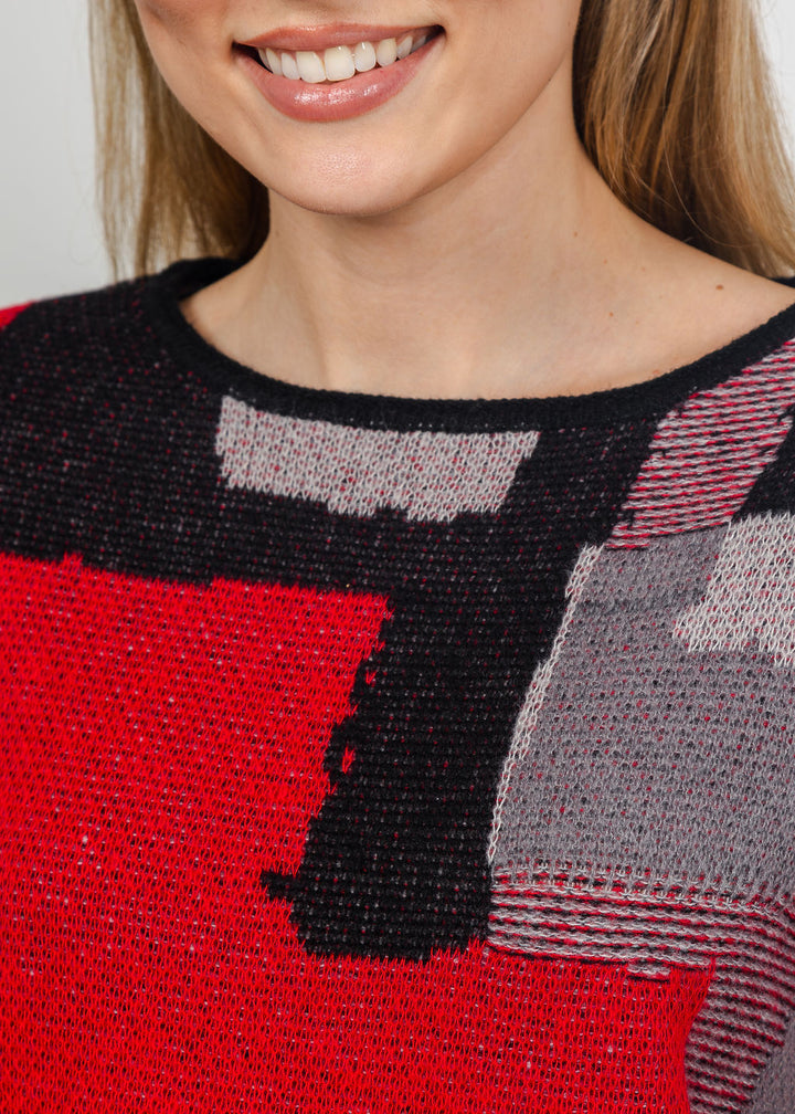 Olivia by Habitat Collage Sweater Swing Pullover Sweater in Black available at Barbara Katz