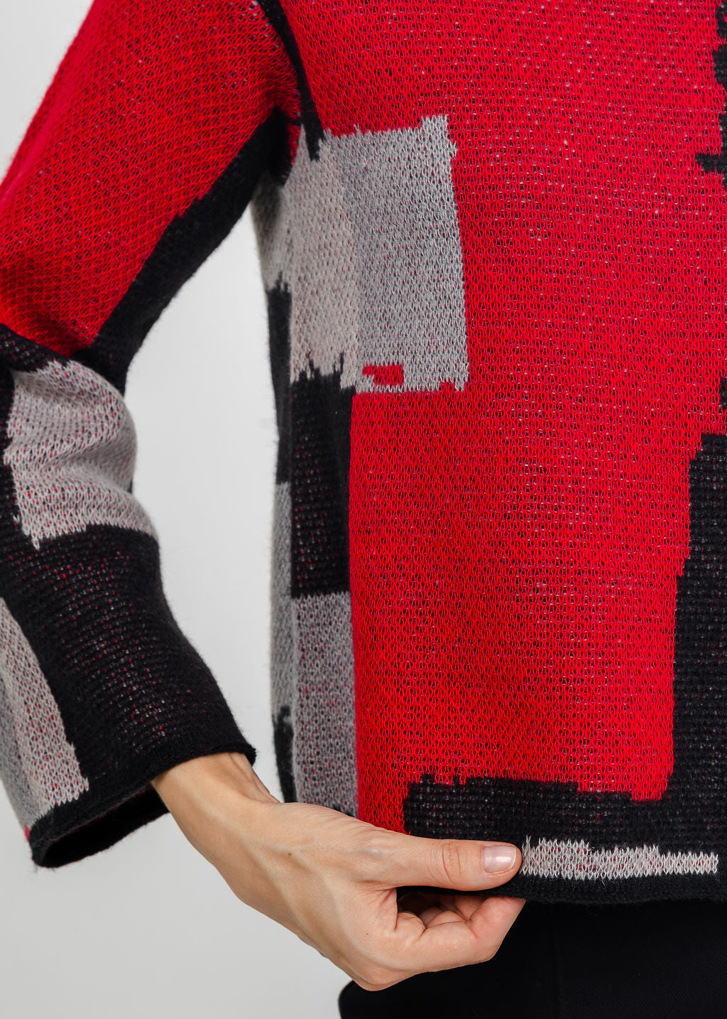 Olivia by Habitat Collage Sweater Swing Pullover Sweater in Black available at Barbara Katz