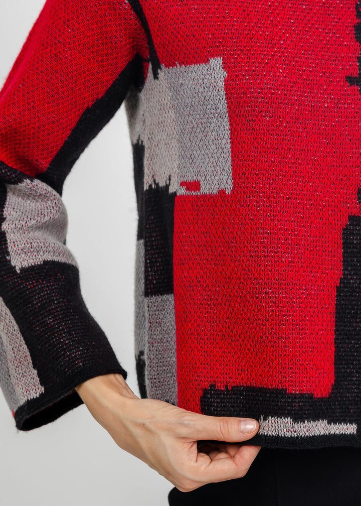 Olivia by Habitat Collage Sweater Swing Pullover Sweater in Black available at Barbara Katz