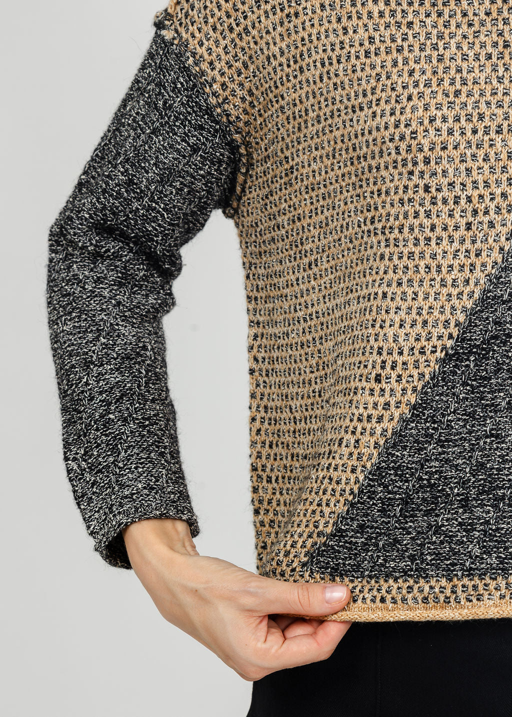 Olivia by Habitat Diagonal Darlings Pullover Sweater in Granite available at Barbara Katz