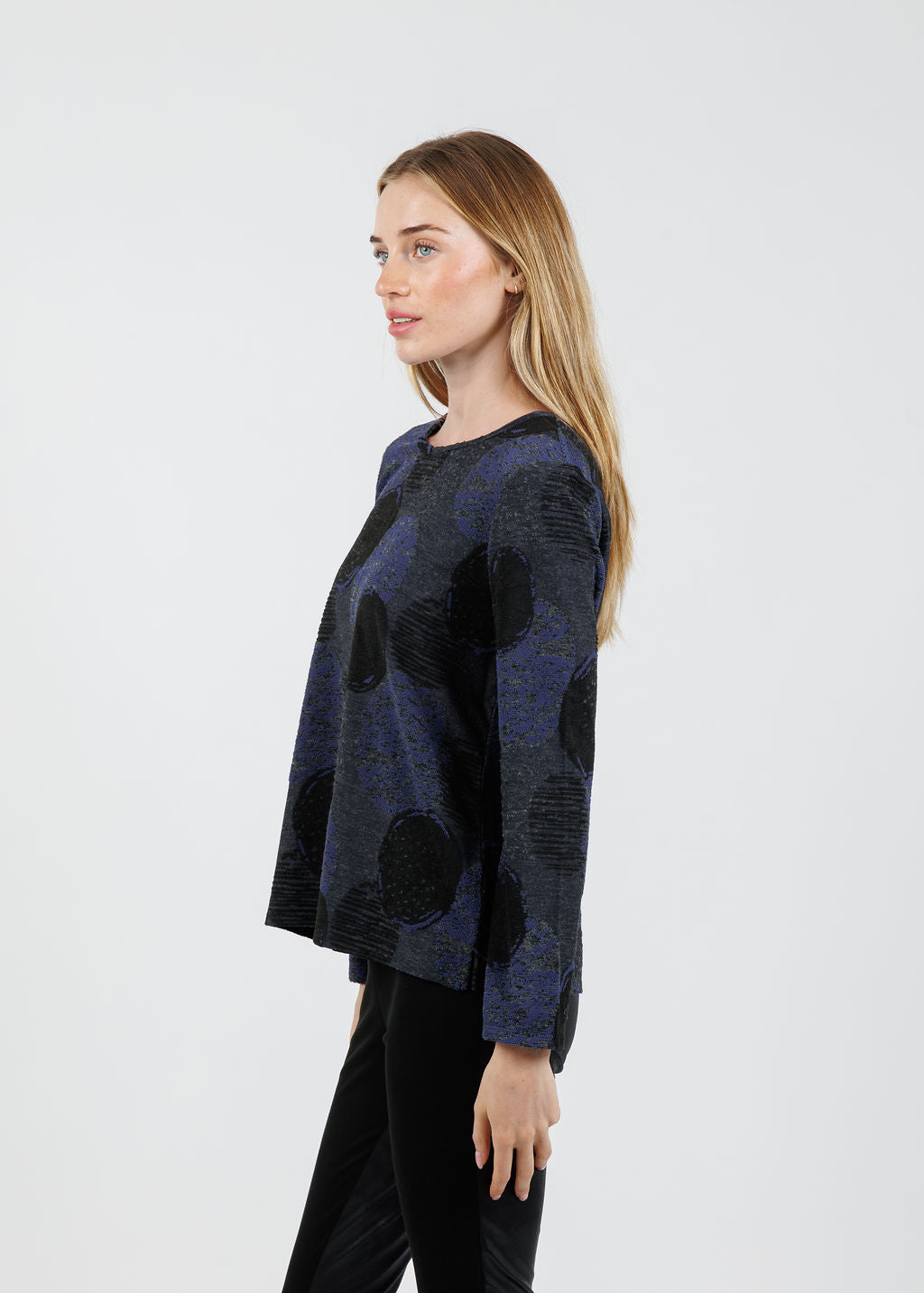 Olivia by Habitat Easy Dot Spotlight Knit Jet Setter Top in Dusk available at Barbara Katz