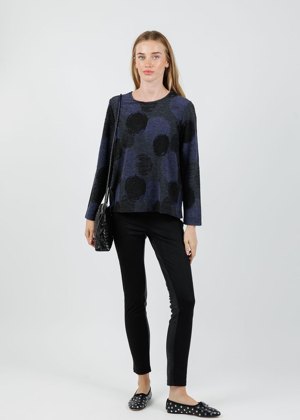 Olivia by Habitat Easy Dot Spotlight Knit Jet Setter Top in Dusk available at Barbara Katz