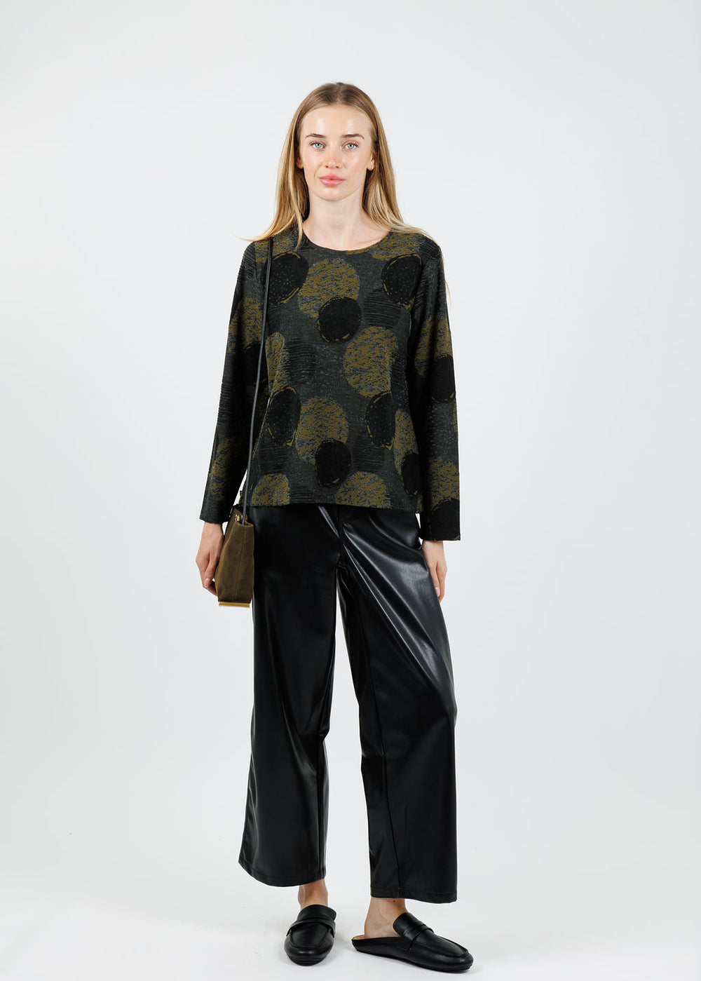 Olivia by Habitat Easy Dot Spotlight Knit Jet Setter Top in Nutria available at Barbara Katz