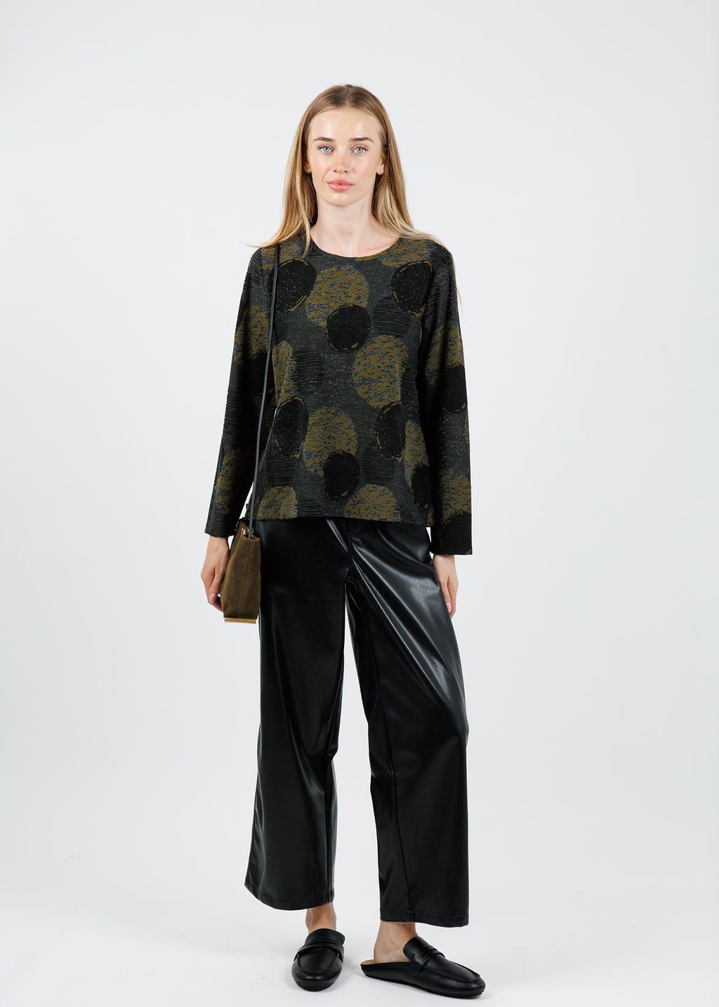 Olivia by Habitat Easy Dot Spotlight Knit Jet Setter Top in Nutria available at Barbara Katz