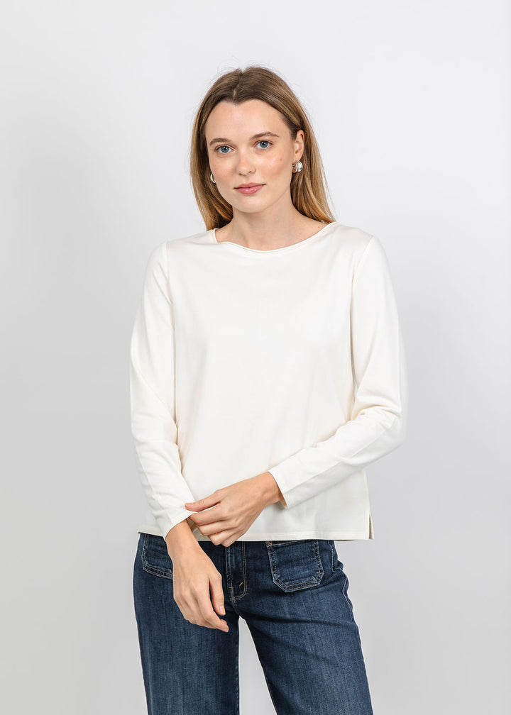 Olivia by Habitat Essential Knits Layering Crew Neck Tee in Ivory available at Barbara Katz