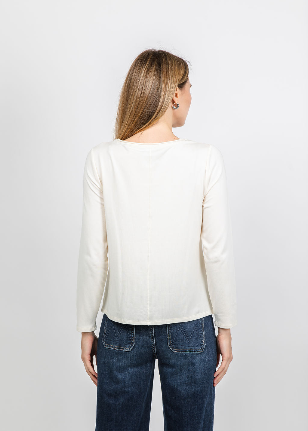 Olivia by Habitat Essential Knits Layering Crew Neck Tee in Ivory available at Barbara Katz