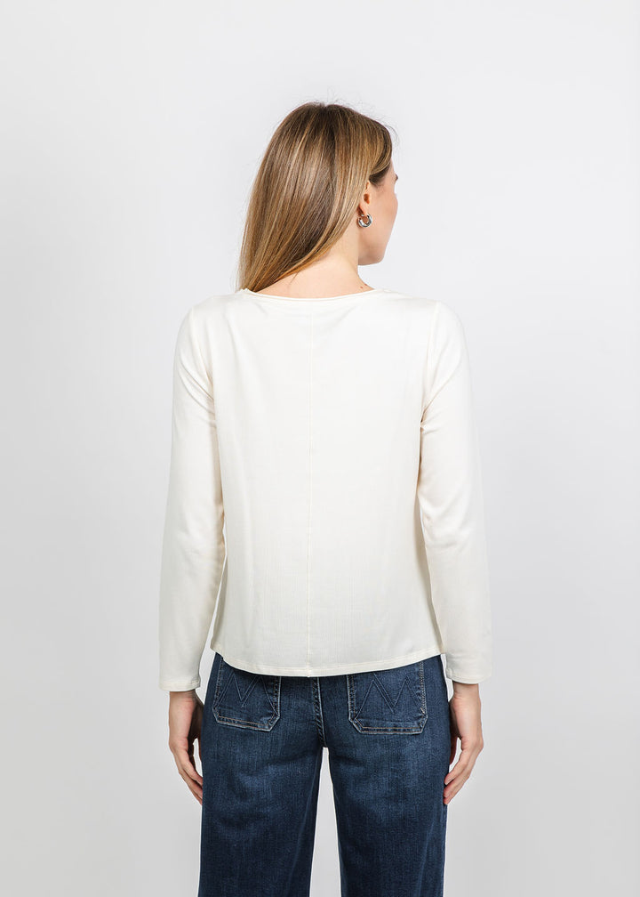 Olivia by Habitat Essential Knits Layering Crew Neck Tee in Ivory available at Barbara Katz