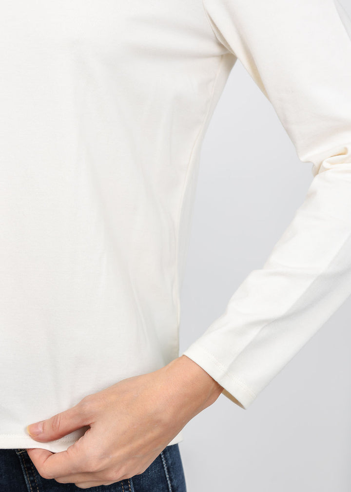 Olivia by Habitat Essential Knits Layering Crew Neck Tee in Ivory available at Barbara Katz