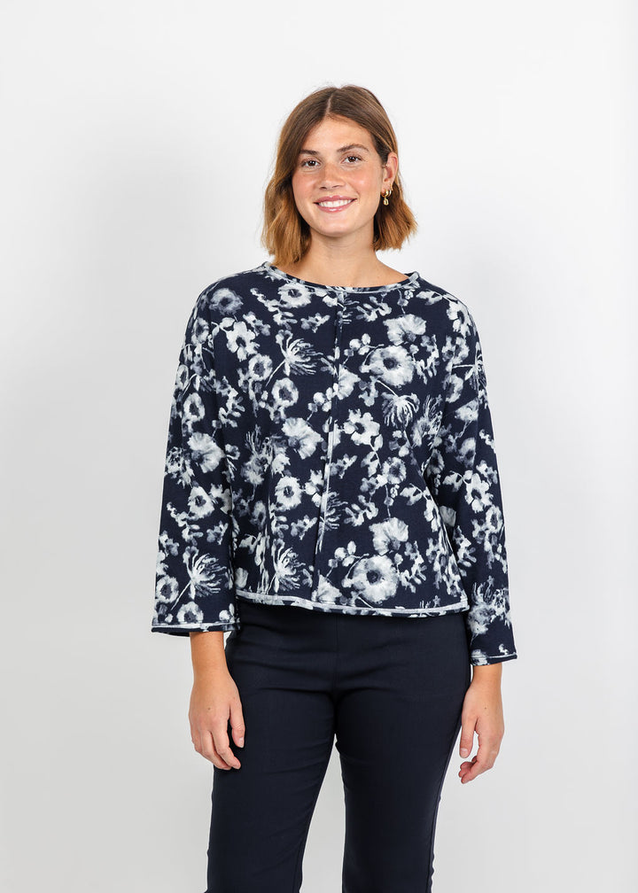 Olivia by Habitat Focus Floral Pullover Sweater in Navy available at Barbara Katz