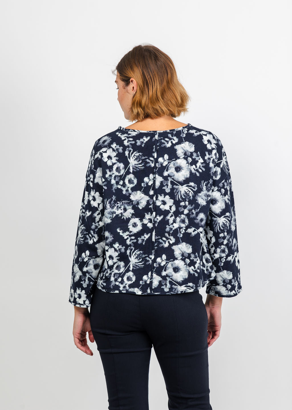 Olivia by Habitat Focus Floral Pullover Sweater in Navy available at Barbara Katz