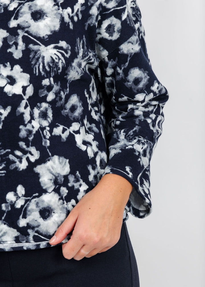 Olivia by Habitat Focus Floral Pullover Sweater in Navy available at Barbara Katz