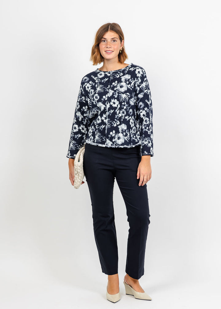 Olivia by Habitat Focus Floral Pullover Sweater in Navy available at Barbara Katz