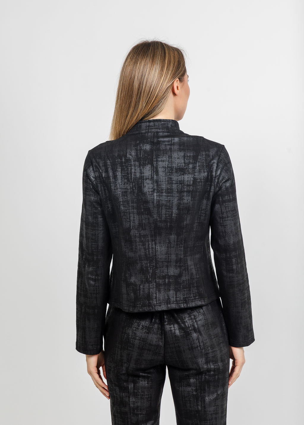 Olivia by Habitat Foil Painted Denim Jacket in Black available at Barbara Katz