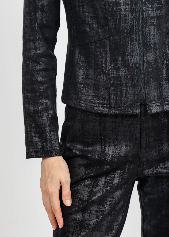 Olivia by Habitat Foil Painted Denim Jacket in Black available at Barbara Katz