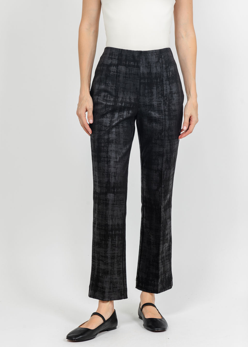 Olivia by Habitat Foil Painted Denim Kick Flare Pant in Black available at Barbara Katz