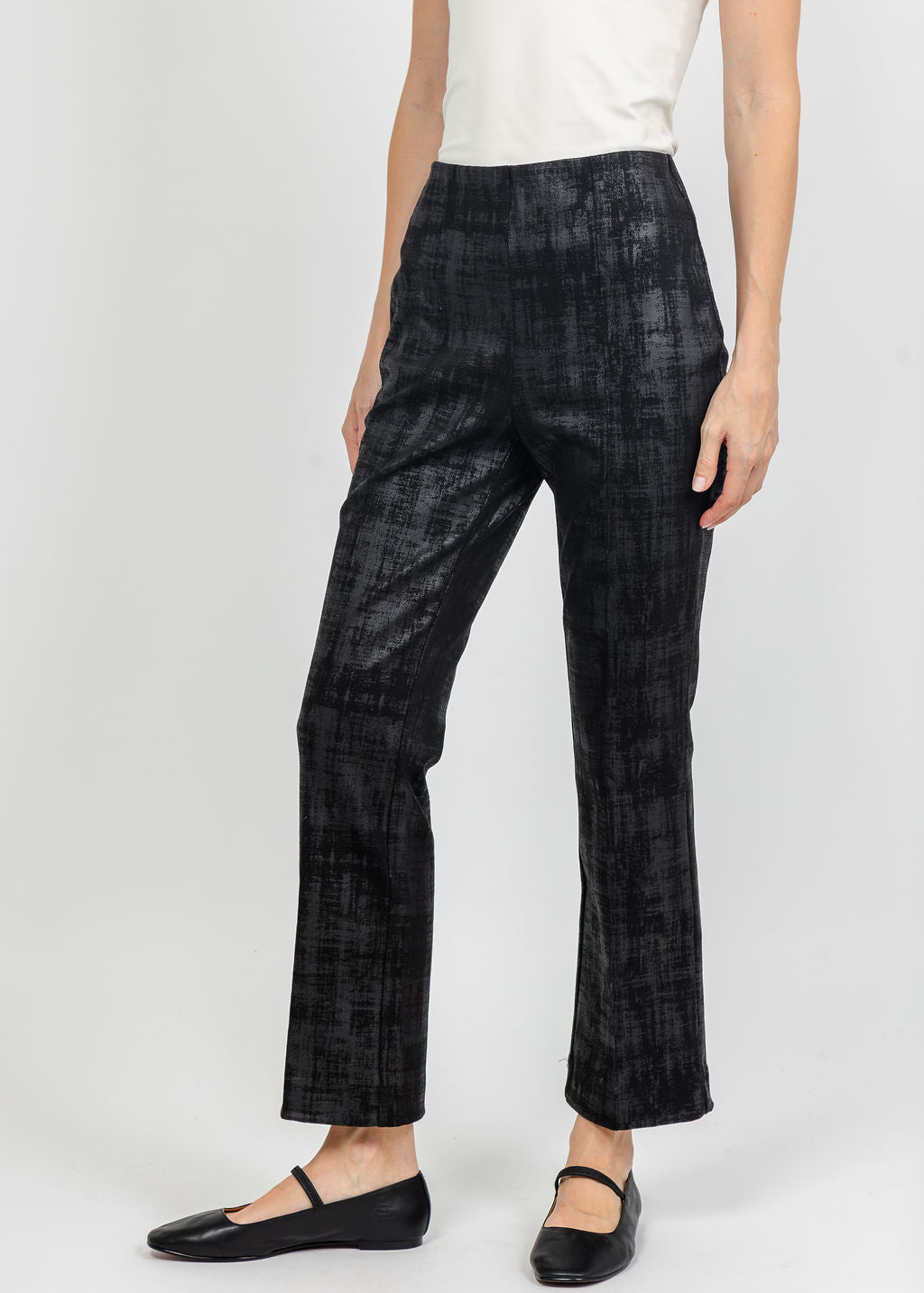 Olivia by Habitat Foil Painted Denim Kick Flare Pant in Black available at Barbara Katz