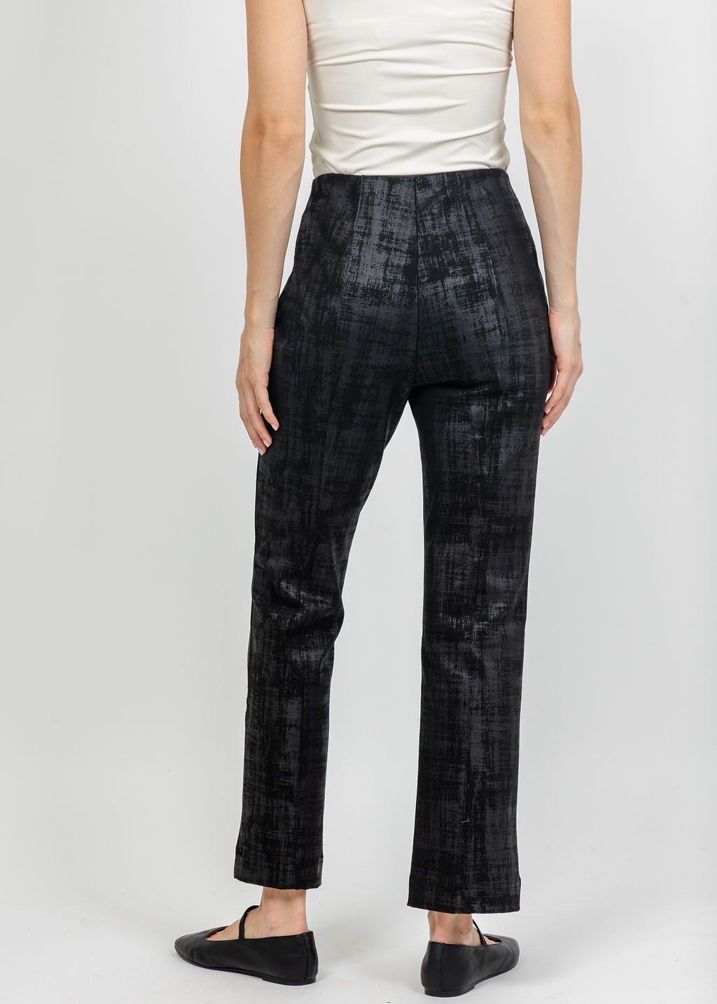 Olivia by Habitat Foil Painted Denim Kick Flare Pant in Black available at Barbara Katz