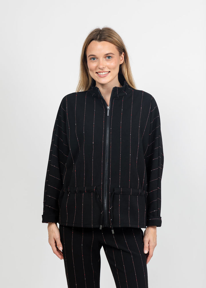 Olivia by Habitat Jennifer Jacket in Black Pinstripe available at Barbara Katz