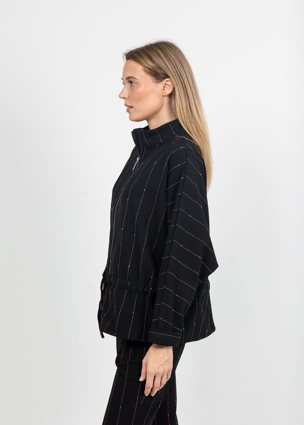 Olivia by Habitat Jennifer Jacket in Black Pinstripe available at Barbara Katz